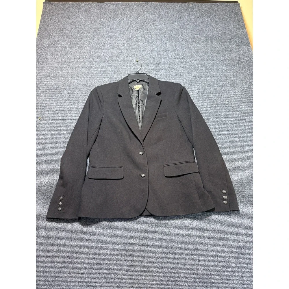 J.Crew Blazer Women 10 Black Good Crest Buttons Schoolboy Professional‎ E1716